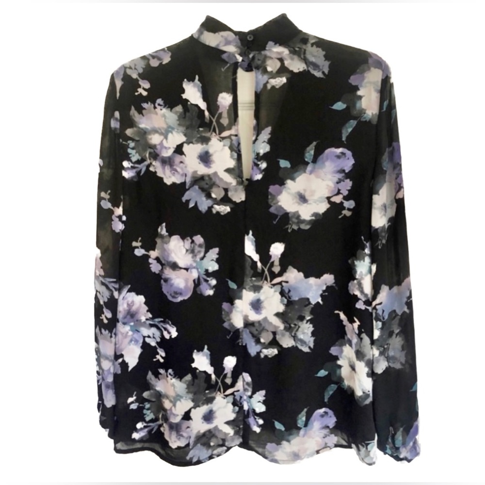Anthropologie’s Belle Vere Purple Floral Long-sleeve Blouse Size Medium - Picture 3 of 8